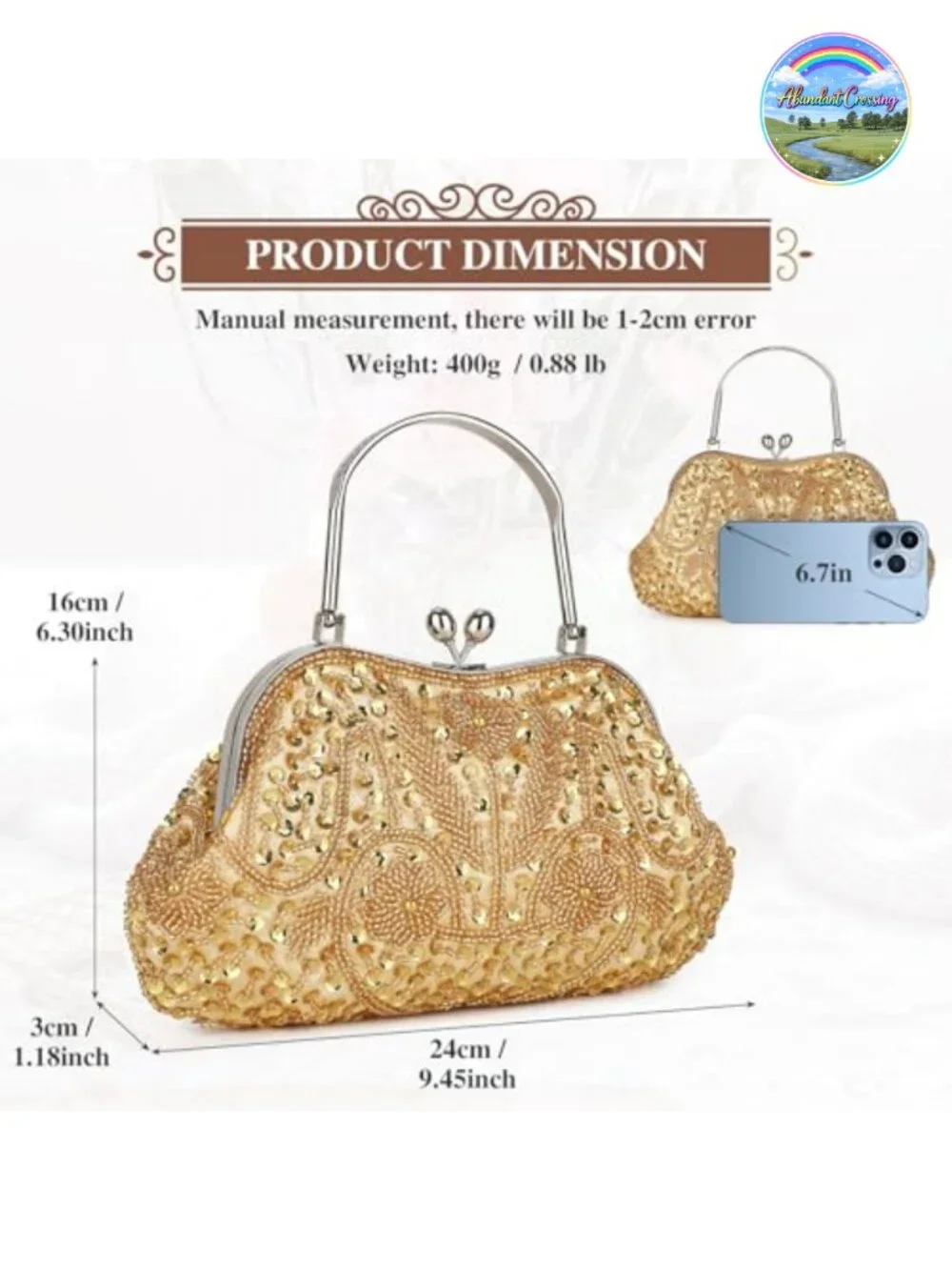 Beaded Sequin Vintage Evening Clutch Formal Wedding Party Bag